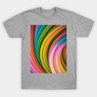 Colorful Abstract Art Strands. Pink, Blue,Yellow, Orange T-Shirt